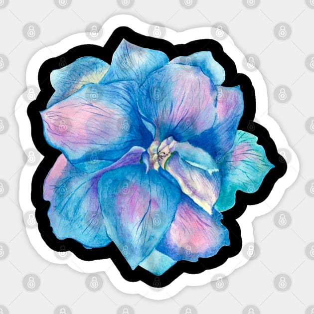 Blue delphinium flower Sticker by TigrArt